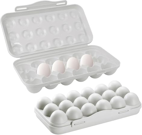 LdawyDE 2 Piezas Hueveras para Frigorifico para 18 Huevos Envase para Huevos con Tapa Gran Capacidad Apilable Organizador Huevos Nevera Hueveras de Plastico