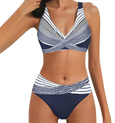 Bikini Damen Set Weiß - Brüste Bademode Ab 50 - Bügel Hose Retro Neckholder - Teenager Perioden