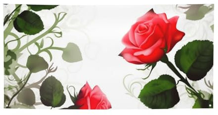 Floral Rose Efeu mit Blättern Frühling Banner und Schilder Party Hintergründe Fototext Hintergrund Wandbehang Flaggen Lustiges Partybanner für Hochzeit Geburtstag Partys Indoor Outdoor