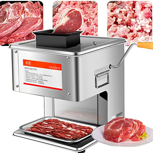 MLUENF 850w Meat Food Slicer Slicing Machine, Electric, 2 in 1 Electric/Hand Crank Machine, Vegetable Cutter Grinder,13MM