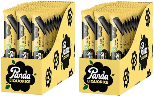 Panda ® | Barres de bonbons à la réglisse naturelles douces | Pure Panda Réglisse sucrée avec seulement quatre ingrédients naturels | Végétalien, sans graisse et sans artificiel | Lot de 32 g x 72