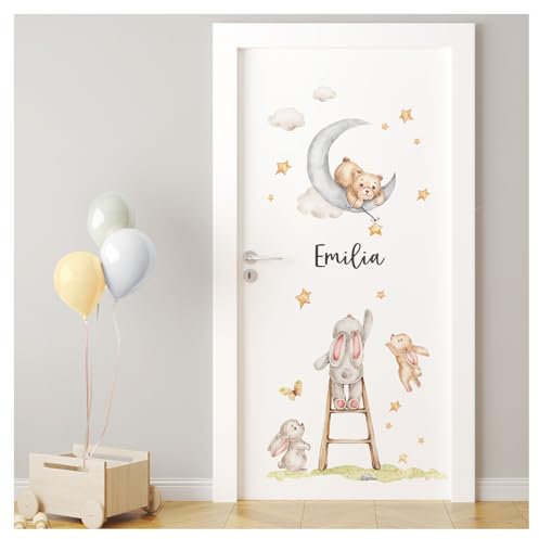 Little Deco Türsticker Hase & Bär mit Wunschname DL5081 mit Name/with Name