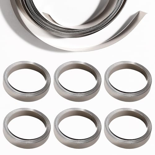 KUOQIY 6 Pezzi 3m Nastro in Nichel Placcato in Acciaio Nichel, 0.15 * 8 mm Striscia di Nichel della Batteria, Nastro di Nickel Piattina per Saldatura, per Saldatura a Batteria 18650