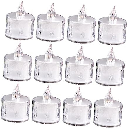 KONTONTY Led Tealight Candle Lights 12pcs Electric Candles Flameless Pp Material Flickering Light Ideal for Decor Weddings and Events