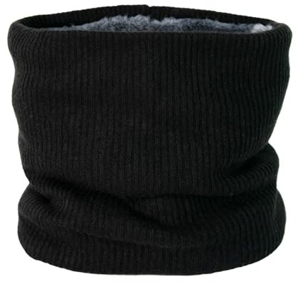 OBSGUMU Neck Warmer for Men Women Fleece Neck Warmer Thermal Snoods for Men Windproof Thermal Knitted Neck Snood Scarf Dust Skiing Circle for Outdoor Sport Black Snoods