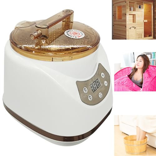 Vaporizzatore per Sauna, Generatore di Vapore Portatile da 2,5 Litri con Telecomando, Macchina per Fumigazione da 1000 W con Display Timer, per Tenda da Sauna, Box per Bagno Turco, Barile di Legno