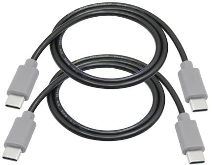 Riertostng 2Pcs USB C Charging Data Cable 0.5M/1.5FT, USB Type C Male to USB Type C Male Power Cord with OTG Feature, Compatible Laptop, Cell Phone, Tablet, MP3 Player, Headset
