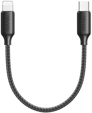 RAVIAD Cavo USB C a Lightning 0.3M [Certificato MFi] Cavo iPhone USB Tipo C in Nylon Carica Rapida Caricatore per iPhone 14/13/13 Pro/13 Pro Max/12 Mini/11 Pro/11 Pro Max/11/SE 2020/XR/XS/X/8/8 Plus