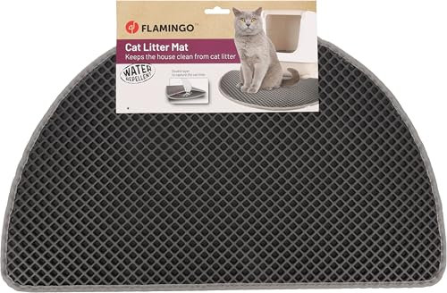 Flamingo Matz Katzenklo-Matte - Grau, 65 x 40 x 1,3 cm, rutschfest und Langlebig, Ideal für Maine Coon, Britisch Kurzhaar, Ragdoll, Norwegische Waldkatze usw.