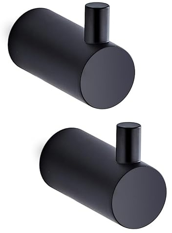 2 Pack Towel Hook Hooks Heavy Duty Waterproof Coat Hanging Wall Mounted Robe Hooks for Bathrooms Shower Kitchen Hotel SUS304 Stainless Steel Black