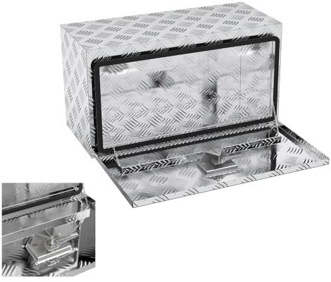 Aufun Aluminium Unterbaubox, 76x36x40 CM Pickup-Aufbewahrungsbox, Alu Werkzeugkasten mit Schloss & Schlüsseln, Wasserdichte Anhänger-Werkzeugkiste für Lkw, Transporter, Anhänger