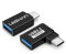 leizhan USB 3.0 to Type-C Adapter, Straight and 90 Degree (2 pack), USB Female to USB-C Male OTG for Fast Charging and Data Transfer-Black