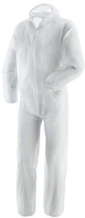 Combinaisons de protection jetables avec capuche et fermeture éclair – Taille unique L-XXL – Combinaison de travail blanche respirante anti-poussière et hydrofuge – Jetables pour peinture, atelier