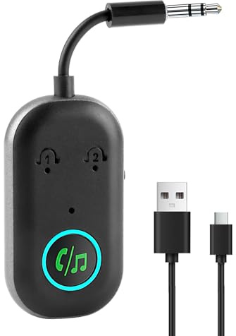 New Bluetooth 5.3 Transmitter Receiver, 2-in-1 Airplane Bluetooth Adapter 3.5mm Dual Connection Compatible with 2 AirPods Wireless Headphones for TV Airplane Headphone Airpods Speaker Car Home Stereo