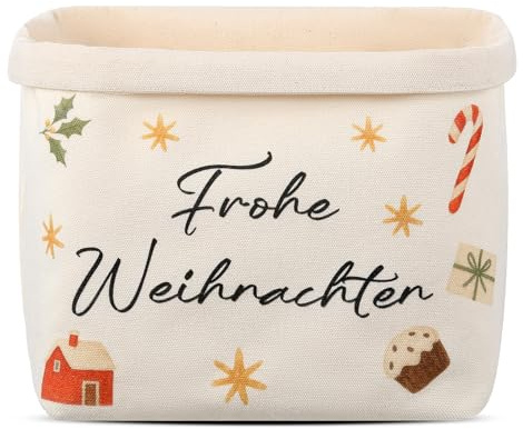 Sinmoe Weihnachten Brotkorb Stoff Geschenktüte Geschenkkorb 38 x 22 x 16 cm | Frohe Weihnachten, Festliche Geschenkverpackung Gefüllt, Brötchenkorb, Tischdekoration, Urlaub Winter Party Dekor