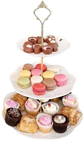 Fiyon 3 Tier Cake Stand Vintage Porcelain Cupcake Holder Dessert Display