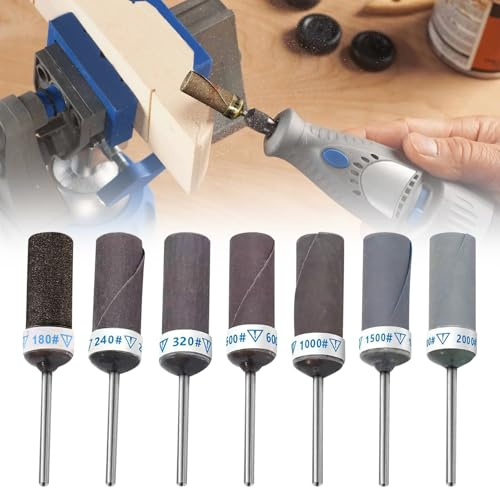 Sanding Sticks, 56Pcs Sanding Drum kit for Dremel Rotary Tool, 180/240/320/600/1000/1500/2000 Grits Sanding Bits Kit with 1/8 (3mm) Shank for Metal Rust Removal Jade Polishing Grinding