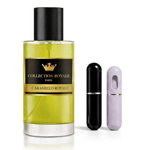 Caramielo Royale - Collection Royale Paris,Eau de Parfum Intense 50ml + 2 Recharges de Voyage,Parfum Gourmand Mixte Homme & Femme,Notes de Caramel Fondant & Vanille,Sillage Oriental Longue Tenue