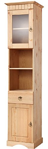 clever-moebel Hochschrank aus Kiefernholz wgelaugt/geölt, Badschrank, Badmöbel