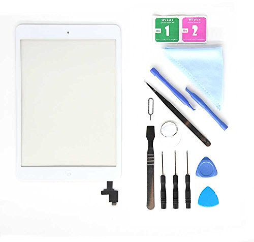 E Soul Schermo frontale Tattile Digitalizzatore di Ricambio Bianco per iPad Mini 1/2 Touch Screen Glass Digitizer - Tasto home + toolkit smontaggio + adesivo pre-installato