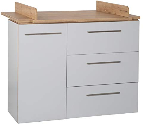 roba breite Wickelkommode mit Wickelansatz 'Tobi', Soft-Close, 1 Tür, 3 Schubladen, Wickelhöhe 94 cm