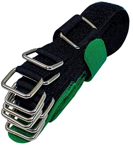 Lumonic 10x Klettbinder 200x20mm normal Schwarz Grün - Wiederverwendbare Kabelbinder aus Klettband - Zum Befestigen oder Kabelmanagement