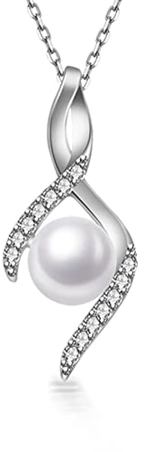 PHNIBIRD Collier Perle Argent Sterling 925 Pendentif Femme avec Perles de culture d'eau douce Collier Femme Perles Cadeau pour Maman/Saint-Valentin/Anniversaire