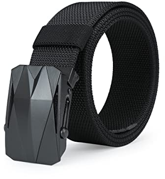 TEAMMAO Gürtel Herren Taktischergürtel Militärgürtel Stoffgürtel Große Taille 110CM-200CM Nylon Automatische Schnalle Breite 3,8CM Geschenkbox.(Schwarz,Für Taille 136cm-145cm (Länge 170cm))