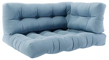 Vicco Palettenkissen Set Flocken, Outdoor Kissen, Eisblau, 120 x 80 cm 3 Teile