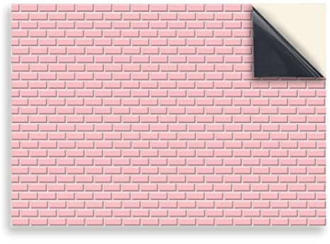 Stick & Go Repositionable Self Adhesive Dolls House Wallpaper 1:12 Scale (1 Sheet) - Pink Metro Tiles - No. 84