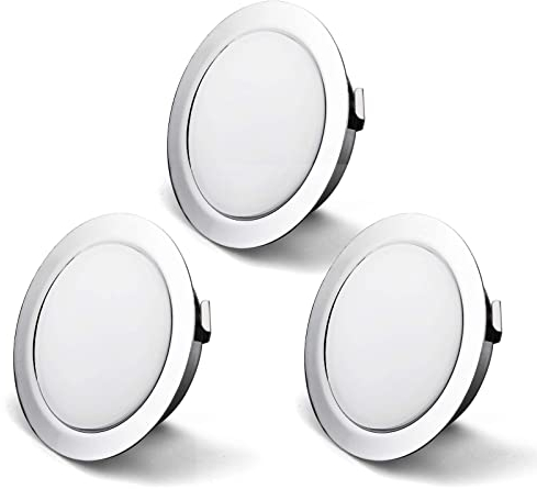 KYOTECH 3er Set LED Möbelleuchte 230V,3.5W LED IP44 G4 15mm Flache Möbel Einbaustrahler,3000K Warmweiß,Küchenhaube Leuchte,Badleuchte Einbauspot