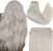 Easyouth Extensions Tressen Echthaar Eisblond Haartressen Echthaar Tressen zum Einnähen Tressen Echthaar Extensions Blond 40 cm 100g #1000