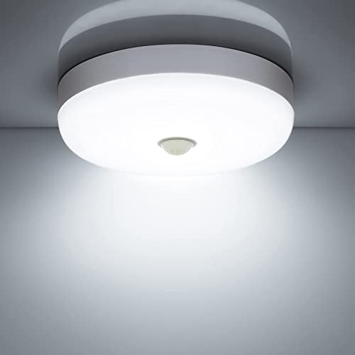 Combuh 15W LED Lampe mit Bewegungsmelder Innen, 15cm Deckenleuchten 6500K Kaltweiss Licht, IP56 Wasserdicht Innenbeleuchtung für Flur Treppenhaus Badezimmer und Wc, Ceiling Light