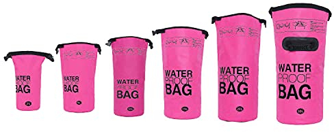 DonDon Dry Bag wasserdichte Tasche 2l, 5l, 10l, 15l, 20l, 30l Pack-Sack Beutel mit Schultergurt - pink 5 Liter