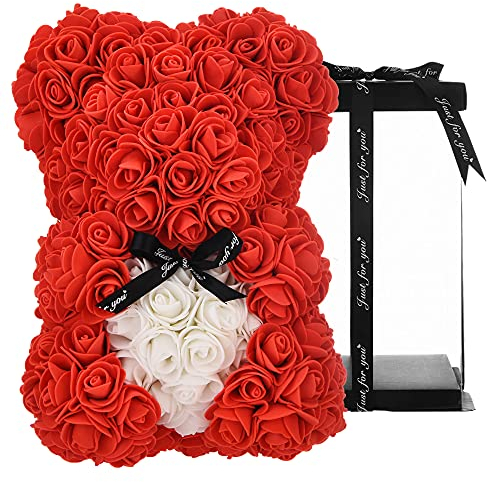 Regali per mamma, regalo di compleanno per donne, regalo di San Valentino, orsacchiotto rosa, in una confezione regalo, confezione regalo completamente assemblata, matrimonio e anniversario... (rosso