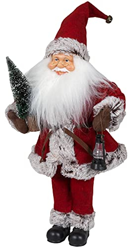 Christmas Paradise aufziehbarer Spieluhr Weihnachtsmann mit Kopfdrehung und Musik Deko-Figur Rot 45cm