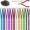 Extensiones de Pelo Plumas, Extensiones Plumas De Cabello, Pelo Pluma Sintético Colores, Kit de Extensión Pelo de Plumas Mechones con Cuentas y Gancho para Mujeres Fiestas (B)
