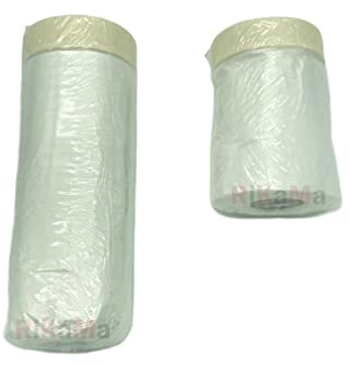 RIKAMA® - Abdeckfolie mit Klebeband Kreppband Folie Malerband Malerfolie Groß (20m x 110cm) & Klein (20m x 55cm) (Klein (20m x 55cm))