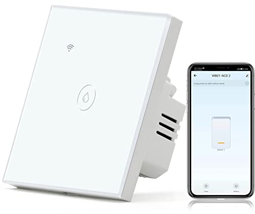 BSEED Interruptor Calentador De Agua Inteligente, Calentador De Pared De Panel De Vidrio, Interruptor Tatil Wifi Blanco, Compatible Google Home/alexa/tuya/smart Life,cable Neutro Requerido
