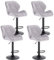 WOLTU 4X Taburete de Bar con Respaldo Sillas de Bar Regulables en Altura, con Asiento Acolchado Terciopelo Sillas Giratorias Muebles Cocina Silla de Comedor Gris Claro BH139hgr-4