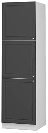 Vicco Herdumbauschrank Fame-Line, Herdschrank, Anthrazit-Gold/Weiß, 60 cm