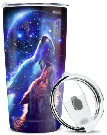 winorax Wolf Tumbler Wölfe Geschenke für Damen und Herren Wolf Tasse 590 ml Edelstahl Isolierte Kaffeetasse Tasse Becher Reiter Geschenke für Geburtstag Weihnachten