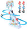 Perfeclan Pinguin-Rennstreckenspiel, kleine Pinguin-Spielzeugtreppe mit blinkenden Lichtern, unterhaltsames Rennstrecken-Spielset,