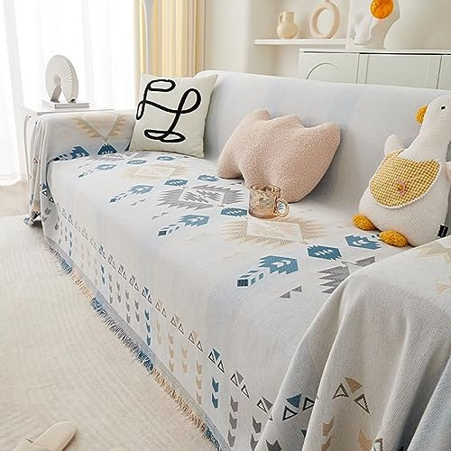 Daesar Couchbezug Eckcouch Universal 180x260CM, Sofa Überzug 2 Sitzer Boho Style Geometrie Motiv Sofabezug Chenille rutschfest Sofaüberwurf Ecksofa
