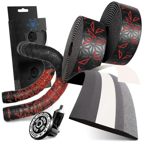 2 pcs Ruban pour Guidon, Vélo de Route Ruban, Guidon pour vélo résistante à la déchirure, pour Bouchons D'extrémité et Bandes Adhésives incluses -Résistant à l'usure Antidérapante et Facile à Poser