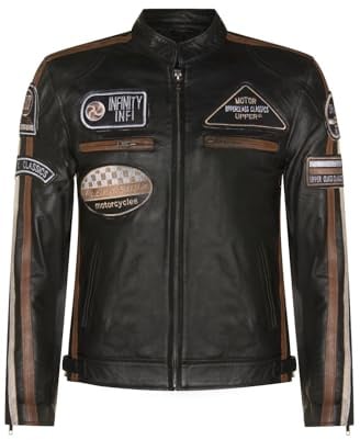 Infinity Leather Herren Motorradjacke aus Echtem Rennen Nappaleder