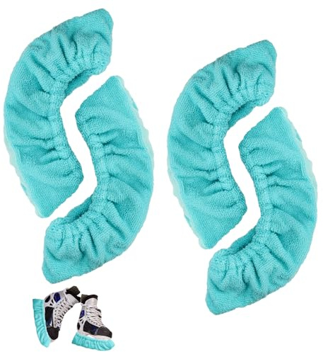 PEUTIER 4 Piezas Protector Cuchillas Patines de Hielo, Hockey Skate Blade Cover Elásticos Cubiertas de Cuchillas de Patín sobre Hielo para Hombres Mujeres Niños Niñas (Azul, Talla S)