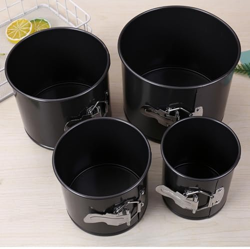 WUWFKUI Set di 4 stampi per torte antiaderenti con fondo rimovibile, per cheesecake, dimensioni 10 cm, 12 cm, 14,5 cm, 17 cm