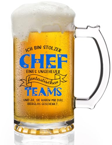 Joymaking Bierglas Personalisiert - Ich Bin Stolzer Chef Eines Ungeheuer Fantastischen Teams, Chef Geschenke, Geschenke für den Chef, Bierkrug Chef 500ml
