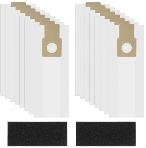 JUMBO FILTER 16 Pack Type U/L/O Vacuum Bags for Kenmore 5068, 50688, 50690, 50105 Upright Vacuum, Paper Bags for Miele Type Z, S170-S180, S183, S184, for Panasonic Type U-2, with 2 Foam Filter